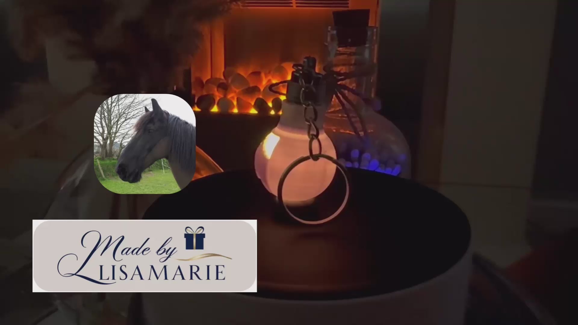 Load video: A video showcasing a personalized 25mm 3D-printed lithophane globe keychain featuring a detailed image of a pet horse, crafted with precision and care by Made By LisaMarie. The video highlights the intricate details of the keychain, the original photo used for the design, and elegantly displays the Made By LisaMarie logo in the background.